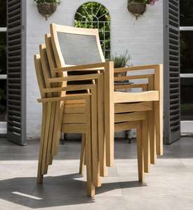 Juego de Comedor Moderno para Exteriores Sheila de 4 Plazas, Madera de Teca Sólida con Acabado Natural para Hoteles y Jardines - Product Image 2