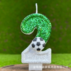 Fun Glitter Soccer Birthday Candles <b>Paraffin</b> Wax Cupcake Cake Topper with Numbers for Cake Decorations - Product Image 3