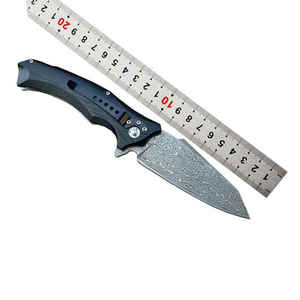 Cuchillo de bolsillo de acero de Damasco de alta calidad, cuchillo plegable hecho a mano personalizado, cuchillo de bolsillo para acampar con mango de madera con funda - Product Image 4