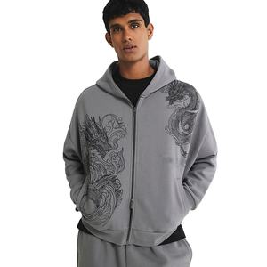 ชุดวอร์มมีซิปสำหรับผู้ชายชุดวอร์มกางเกงมีฮู้ดและกางเกงขายาวสองชิ้นออกแบบโลโก้ได้ตามต้องการ - Product Image 2