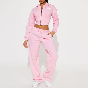 Survêtements de jogging avec logo personnalisé de haute qualité Survêtement en coton tendance avec fermeture éclair pour femmes Streetwear - Product Image 1
