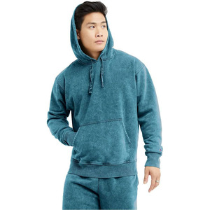 Sweat à capuche oversize en coton délavé à l'acide pour hommes avec impression personnalisée fabrication Streetwear Style vintage bases brutes, coton mélangé - Product Image 1