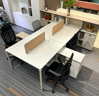 Poste de travail modulaire pour 4 personnes avec cloison et armoire de rangement – Mobilier de bureau en open space