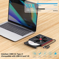 External Bluray Optical Drive Portable 2-in-1USB 3.0 Type-c BD/CD/DVD Burner Player Reader Drive for Laptop PC Windows 11/10Mac