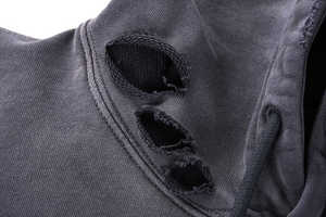 Sweat à capuche patchwork en polaire légère personnalisé par OEM Sweats à capuche délavés à l'acide de grande taille à épaules tombantes et à conception boxy surdimensionnée - Product Image 4