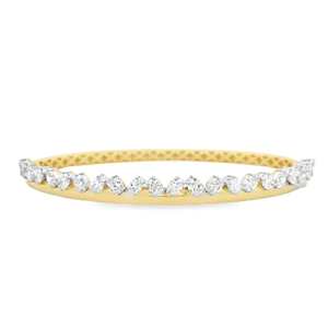Éternité 14K or massif Fine coupe ovale diamant cultivé bande solide Bracelet Bracelet bijoux de luxe pour cadeau de mariage copines - Product Image 1