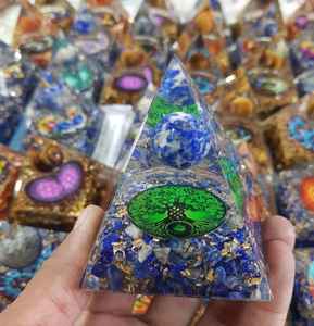 Best Quality Handmade Lapis Lazuli Resin Energy <b>Orgonite</b> Pyramid Crystal Sphere Orgone Top Selling Love Style Home Decoration - Product Image 1