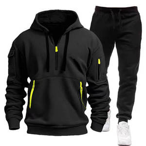 Logo personnalisé de haute qualité hommes deux pièces survêtement Gym Fitness vêtements de sport polaire formation survêtements Jogging pour hommes - Product Image 1