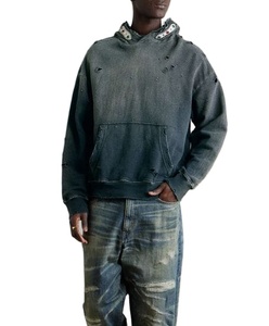 Sweat à capuche en éponge française surdimensionné anti-rétrécissement 100% fabricant de conception doublée en coton tricoté à l'acide vieilli 2026 - Product Image 1