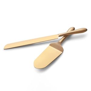 Wholesale Sleek Elegant Stainless Steel <b>Cake</b> Serving Set Gold <b>Cake</b> Knives Cutter <b>Cake</b> Knife and Server Set for Wedding - Product Image 1