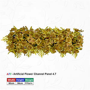 Panel de Flores Artificiales de Lujo Dorado Majestuoso, Hilera de Rosas Metálicas y Arce Otoñal, 90cm, Decoración Floral Premium - Product Image 1