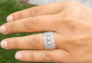 ENORME Eternity Band Original Moissanite Diamond Promise Ring Round Brilliant Cut 925 Sterling Silver Wedding Jewelry Party Ring - Product Image 4