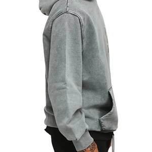 2025 Custom Logo Side Sleeves Stripe Distressed Acid Washed Cotton Heavyweight <b>Mens</b> Pullover <b>Hoodies</b> cotton blended - Product Image 3