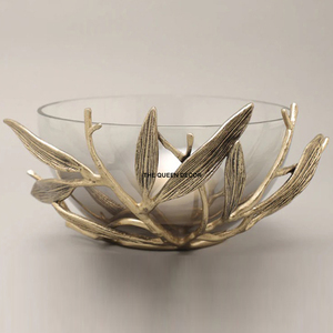 Juego de 2 Tazones Decorativos para Servir Alimentos, de Aluminio, con Forma Única, Acabado Pulido Espejo Brillante y Esmalte Impreso - Product Image 5