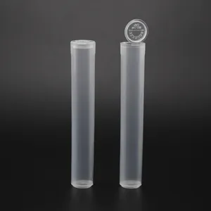 Clear Plastic Flip Top Rolling Paper Smoking Accessories Acrylic Pre Storage Cone Packaging Tube with Cap