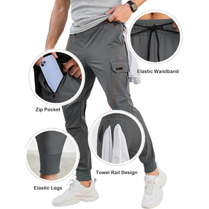 Atlético activo Jogger pantalón transpirable antiarrugas pesca correr rápido antiarrugas, pantalón de hombre, pantalón teñido liso - Product Image 2