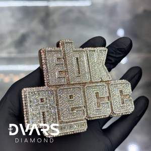 Colgante de Lujo para Hombre con Letra Hip Hop, Chapado en Oro de 18K, con Moissanita y Diamantes Baguette, Plata 925, Personalizado con Nombre - Product Image 5