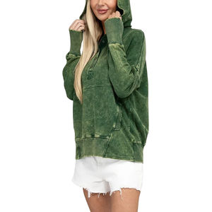 Sudadera de lavado ácido para mujer transpirable sostenible invierno Unisex 100% algodón sudaderas con capucha Vintage de gran tamaño logotipo personalizado OEM - Product Image 4