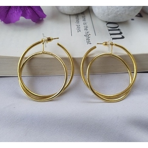 Pendientes de Aro y con Perno de Latón Hechos a Mano, Diseño Étnico Clásico Chapado en Oro para Bodas, Fiestas y Regalos - Product Image 2