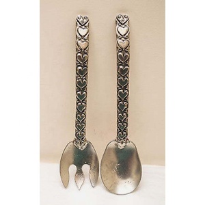 Handmade Twisted Design Handle Silver Matte Polished Designer Salad Serving Spoon & Fork Set for Wedding <b>kitchen</b> <b>accessories</b> - Product Image 5