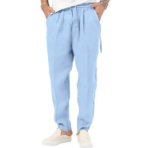 กางเกงคาร์โก้ด้านหน้าแบนสำหรับผู้ชายสีกากีกันน้ำกันลมระบายอากาศน้ำหนักเบาเอวกลางเอวยางยืด - Product Image 5