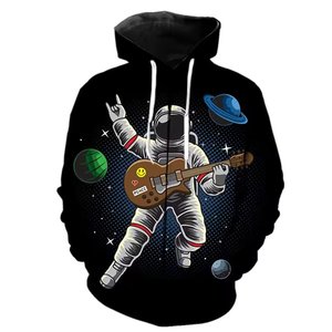 Sudadera con capucha informal de gran tamaño para hombre: chaqueta con capucha de astronauta de dibujos animados impresa en 3D - Product Image 6