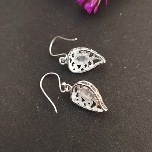 Boucles d'oreilles en pierre de lune arc-en-ciel en argent sterling 925 plaqué or boucles d'oreilles pour femmes bijoux de mariage à la mode - Product Image 5