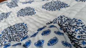 Floral <b>Waffle</b> Cotton Quilt Handmade Twin Size Bedspread - Product Image 6