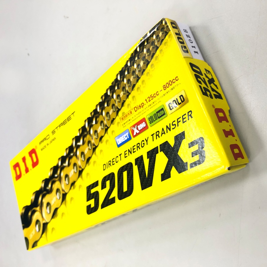 Corrente de Motocicleta Japan DID 520VX3 X 110ZB - X-Ring Nova