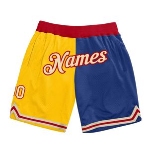 Industrie Direct Engro Sportswear Pantalones cortos de baloncesto Custom Gold Royal Authentic Throwback Split Fashion Basketball Shorts - Product Image 1
