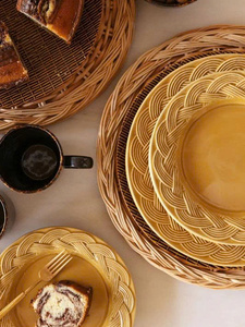 Set de table rond en rotin tressé à la main de qualité supérieure, assiette de présentation en osier naturel pour la décoration de table à manger - Product Image 2