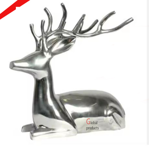 Escultura decorativa con acabado en plata brillante de último diseño con soporte base para sala de estar y oficina - Product Image 5