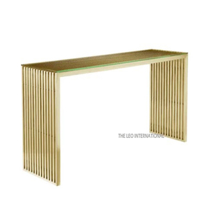 Pieds en acrylique avec cadre en acier inoxydable Décoration de maison fantaisie de style luxe Table console moderne fantaisie avec dessus en verre - Product Image 5