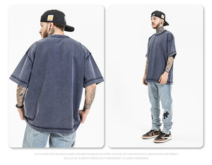 Buena calidad hombres Boxy Fit recortada camiseta de gran tamaño ropa de calle camiseta para hombre 100% algodón gota hombro camiseta personalizada - Product Image 6