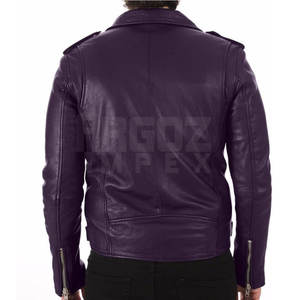 Veste en cuir véritable pour homme, automne-hiver, col montant, logo sur le devant, haute qualité - Product Image 3