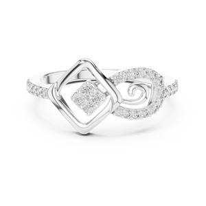 Anillo de Diamantes Personalizado al por Mayor para Mujer, Diseño Moderno Geométrico Cuadrado en Espiral, Plata y Oro, Directo de Fábrica, OEM ODM - Product Image 2