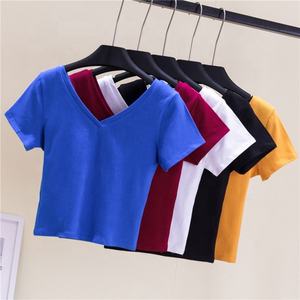 เสื้อยืดเอวลอยสำหรับผู้หญิง,เสื้อยืดตัวสั้นแบบตัด - Product Image 4