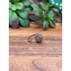 Bague de collection culturelle Zuni en corail et argent sterling, taille 6.5 - Product Image 5