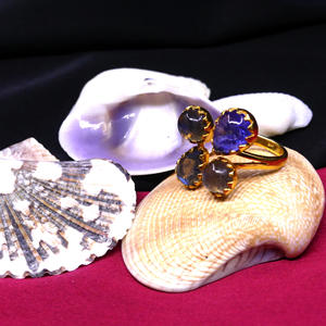 Ropa de boda, joyería chapada en oro de Plata de Ley 925, labradorita, tanzanita, piedras preciosas, anillo de cuatro piedras para mujer - Product Image 4