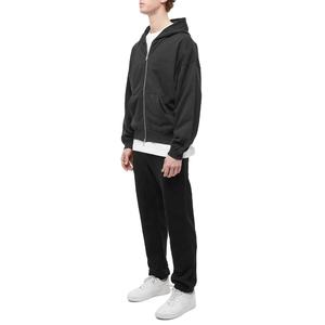 Custom Luxury Blank Hoodies 100% Cotton Winter Lightweight French Terry Oversized Drop Shoulder Double <b>Zip</b> <b>up</b> <b>Hoodie</b> - Product Image 3