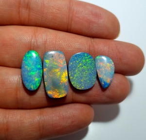 Piedra preciosa de ópalo Natural australiano, lote de 4 piezas, cabujón, cuentas de plata negra blanca de fuego múltiple para fabricación de joyas - Product Image 1