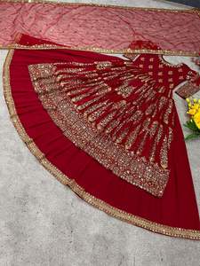 Preparado tradicional étnico indio paquistaní Kurti & Dupatta Georgette con bordado completo cosido Lehenga al por mayor - Product Image 3