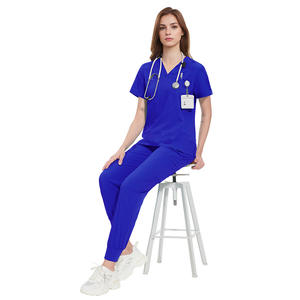 Conjunto de Uniformes Médicos Unisex con Cuello en V, Tejido Personalizado, Delgado, de Secado Rápido y Transpirable para Enfermeras y Profesionales de Salones de Belleza - Product Image 6