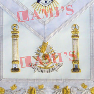 El mejor Material bordado a mano Masonic Grand Past Masters White Delantal Masonic Regalia Delantal - Product Image 6