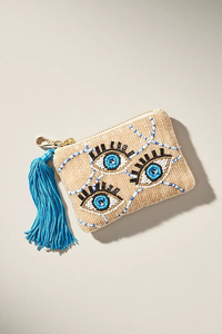 Porte-monnaie bohème fait main avec des perles et fermeture à glissière |   Cadeau personnalisé à la mode pour elle |   Porte-monnaie argenté Good Vibes Only - Product Image 2