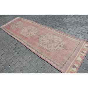 3.2x10.8 ft Vintage <b>Runner</b> Rug, Turkish <b>Red</b> Solid Rug - Product Image 2