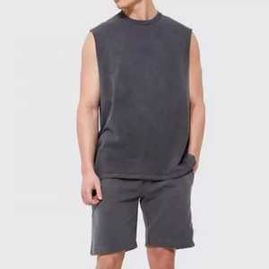 Ropa de calle de buena calidad, camisetas sin mangas con serigrafía, camisetas recortadas de lavado ácido para hombres, camisetas sin mangas - Product Image 6