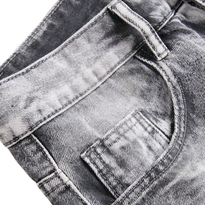 Shorts en jean déchirés et délavés pour homme, noir et gris, respirants, coupe droite, longueur genou, cinq poches, style streetwear décontracté pour l'été - Product Image 3
