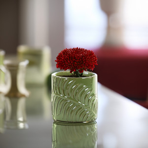 CYC2304GL - Small Green Fern Cylinder <b>Vase</b> - 4 D x 4.25 H - Product Image 6