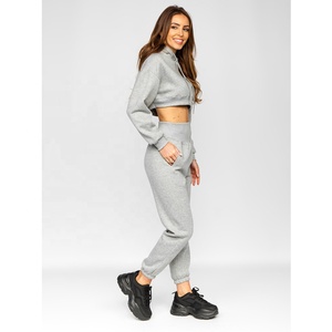 ชุดวอร์มฤดูหนาวของผู้หญิง2ชิ้นชุดวอร์มผ้าคอตตอนมีฮู้ดผ้าโพลีเอสเตอร์ออกแบบโลโก้ได้ตามที่ต้องการ - Product Image 3